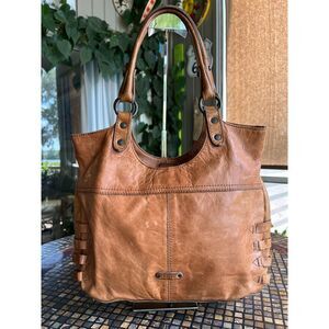 Frye Cognac Leather Shoulder Tote